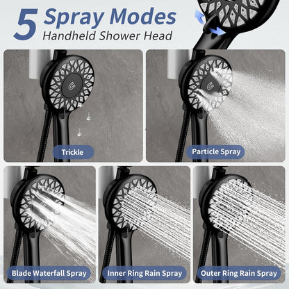 Filtered Rain Shower Head with Handheld Spray Combo, Black | High Pressure Dual Shower Head, Filter for Hard Water, Modern Magnetix Double Shower Head, Adjustable Lift Bar