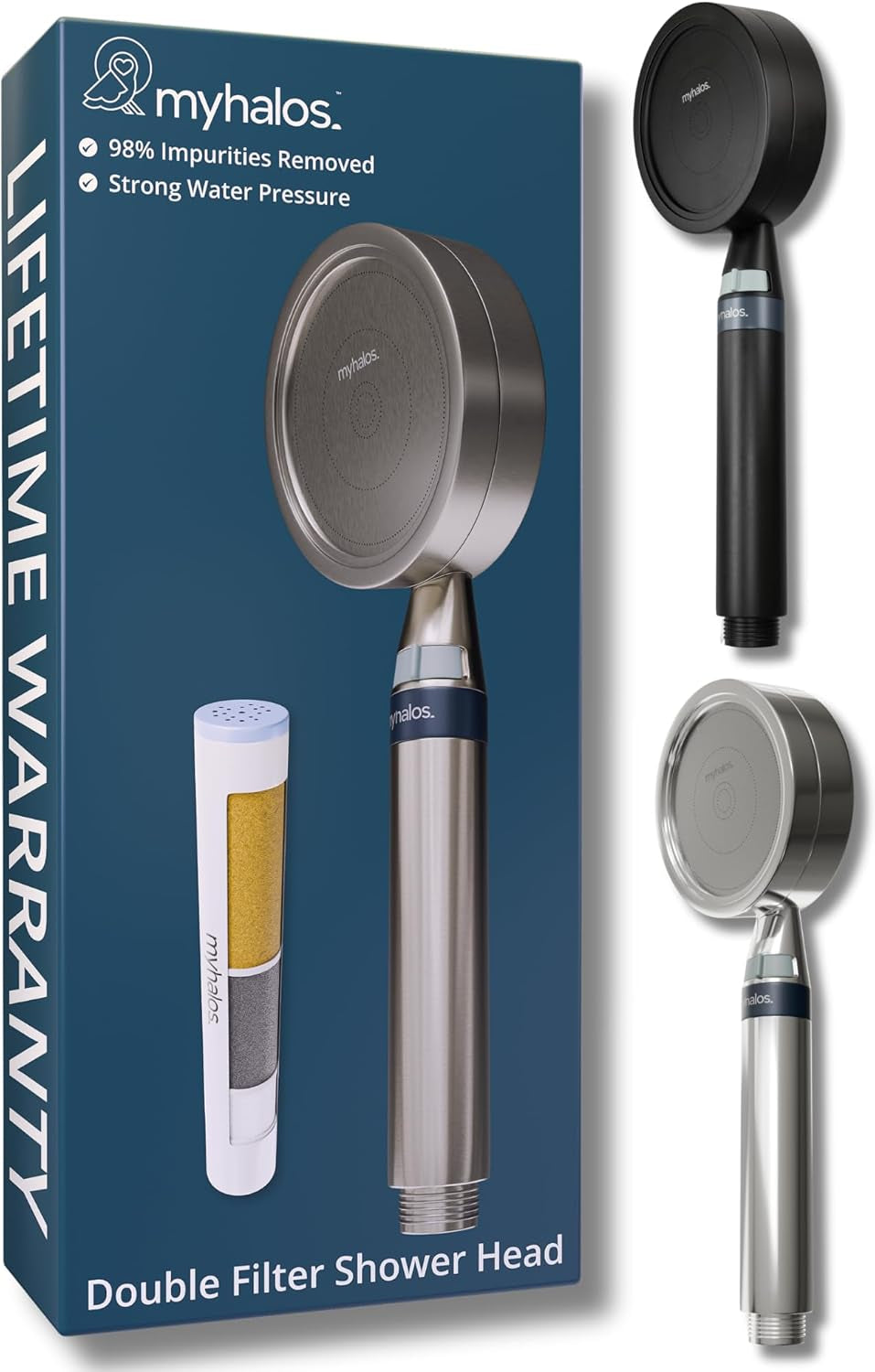 ® Handheld Filtered Shower Head with Handheld Handle - High Pressure Shower Heads with Filter to Reduce Chlorine & Soften Water - Easy to Install Detachable Filtered Shower Head for Hard Water