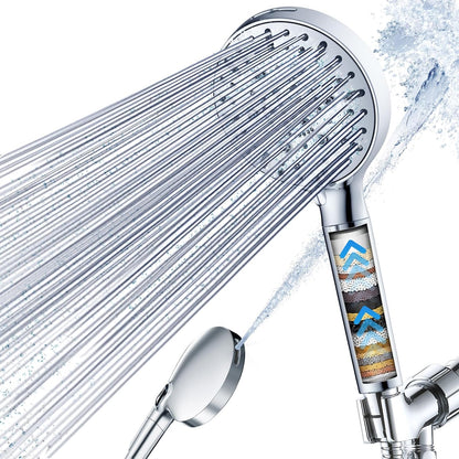 Shower Head,  High Pressure Filtered Shower Head with Handheld for Hard Water. 7 Modes, Silver, LMTUSHS01