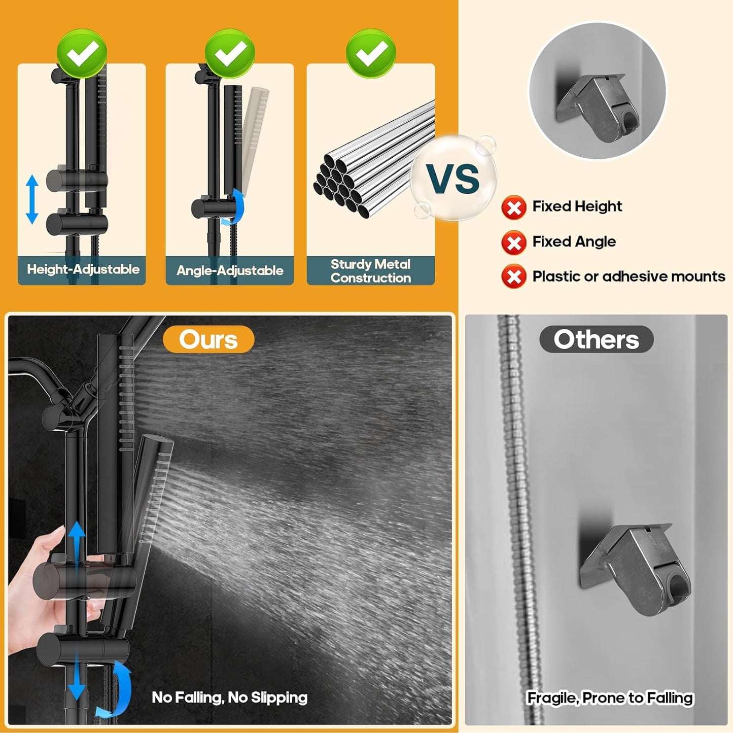 Filtered Shower Head with Handheld Combo High Pressure Shower Head with Filters 10 Inch Rain Shower Head Height Adjustable Dual Water Softener Shower Head for Hard Water - Removes Chlorine
