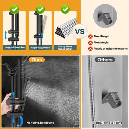 Filtered Shower Head with Handheld Combo High Pressure Shower Head with Filters 10 Inch Rain Shower Head Height Adjustable Dual Water Softener Shower Head for Hard Water - Removes Chlorine