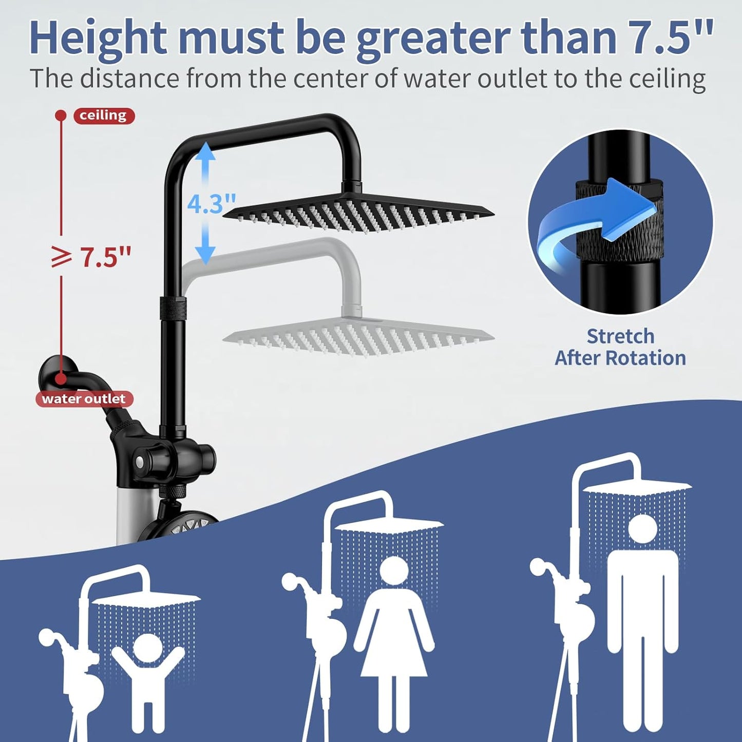 Filtered Rain Shower Head with Handheld Spray Combo, Black | High Pressure Dual Shower Head, Filter for Hard Water, Modern Magnetix Double Shower Head, Adjustable Lift Bar