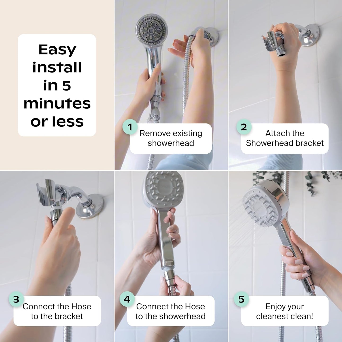 Handheld Filtered Shower Head & Scalp Massager - High Pressure Shower Head Filter for Hard Water - Shower Filter to Remove Impurities for Healthier Scalp, Skin & Hair - Hair Growth - Brass