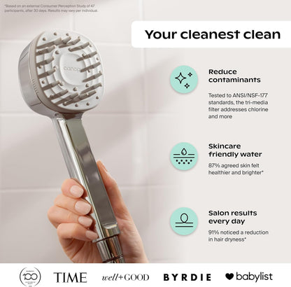 Handheld Filtered Shower Head & Scalp Massager - High Pressure Shower Head Filter for Hard Water - Shower Filter to Remove Impurities for Healthier Scalp, Skin & Hair - Hair Growth - Brass