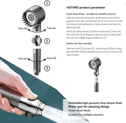 Filtered Shower Head with Handheld - High Pressure 3 Spray Modes Showerhead with Filters, 12 Replaceable Water Softener Filters for Hard Water | Ion Shower Head with 75" Anti-Burst Hose