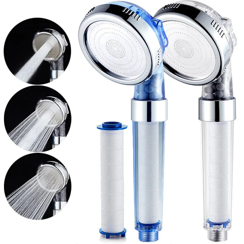 Filtered Shower Head High Pressure Water Saving Nozzles 3 Modes Adjustable Shower Head Massage Bathroom Accessories New Shower