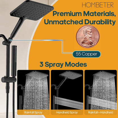 Filtered Shower Head with Handheld Combo High Pressure Shower Head with Filters 10 Inch Rain Shower Head Height Adjustable Dual Water Softener Shower Head for Hard Water - Removes Chlorine