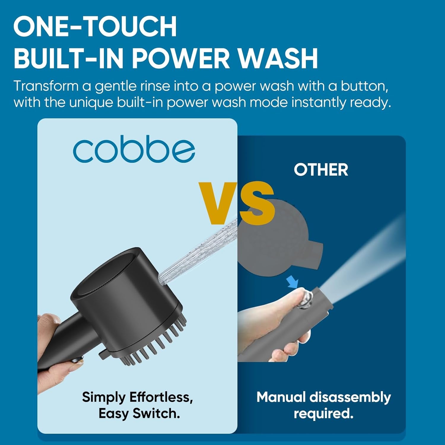 Ion Drops Filtered Shower Head with Handheld, 4+1 Spray Mode Showerhead with Filters, Built-In Power Wash for Hard Water - Remove Chlorine - Reduces Dry Itchy Skin, Black