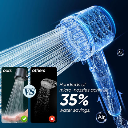 Ion Drops Filtered Shower Head with Handheld, 4+1 Spray Mode Showerhead with Filters, Built-In Power Wash for Hard Water - Remove Chlorine - Reduces Dry Itchy Skin, Black