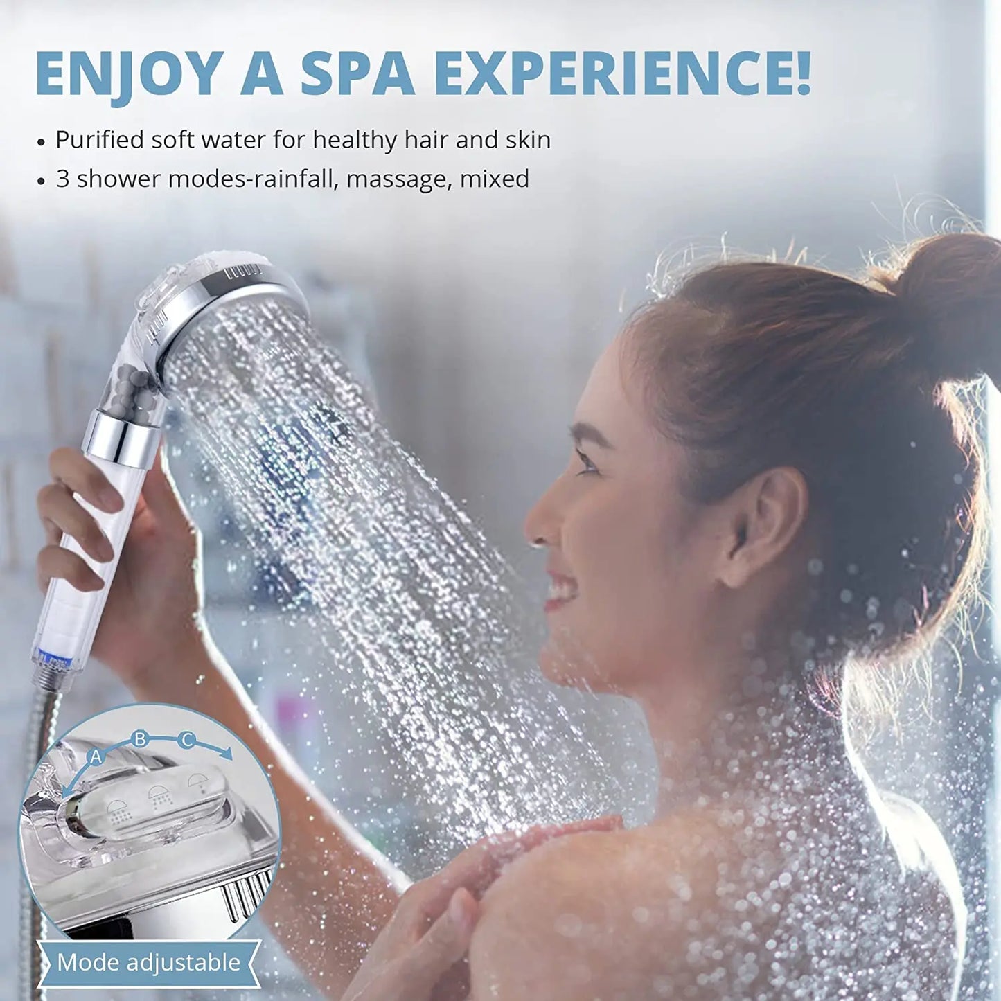 Filtered Shower Head High Pressure Water Saving Nozzles 3 Modes Adjustable Shower Head Massage Bathroom Accessories New Shower