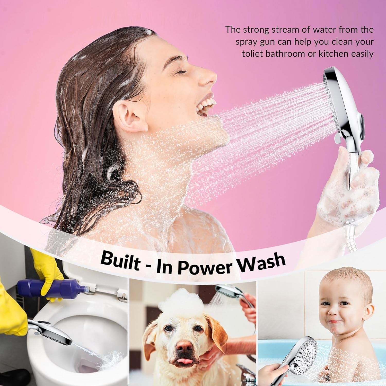Shower Head,  High Pressure Filtered Shower Head with Handheld for Hard Water. 7 Modes, Silver, LMTUSHS01